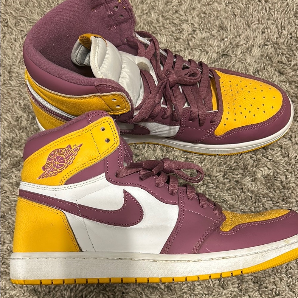 Air Jordan High-Top Sneakers - Yellow and Maroon